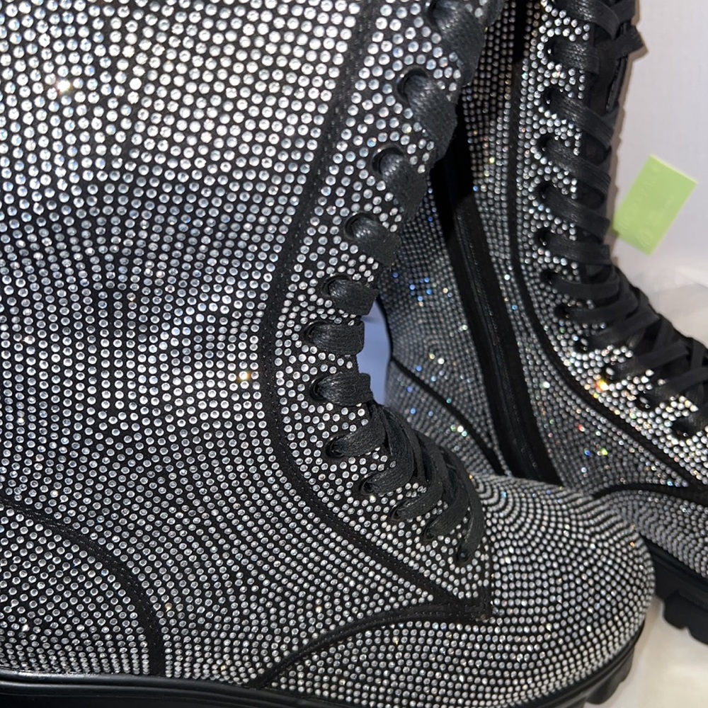 Nasty gal diamanté lace up combat boots - Picture 10 of 16